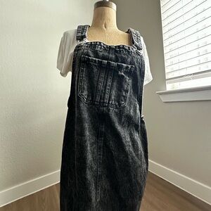 wild fable Black Washed Denim Overall Dress